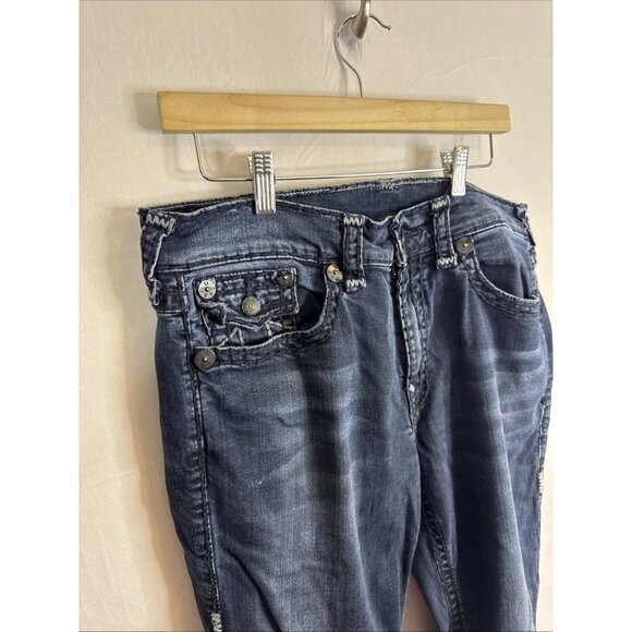 True Religion Ricky Flap Super T Jeans Men’s 36x32 Relaxed Straight Blue - Picture 6 of 10